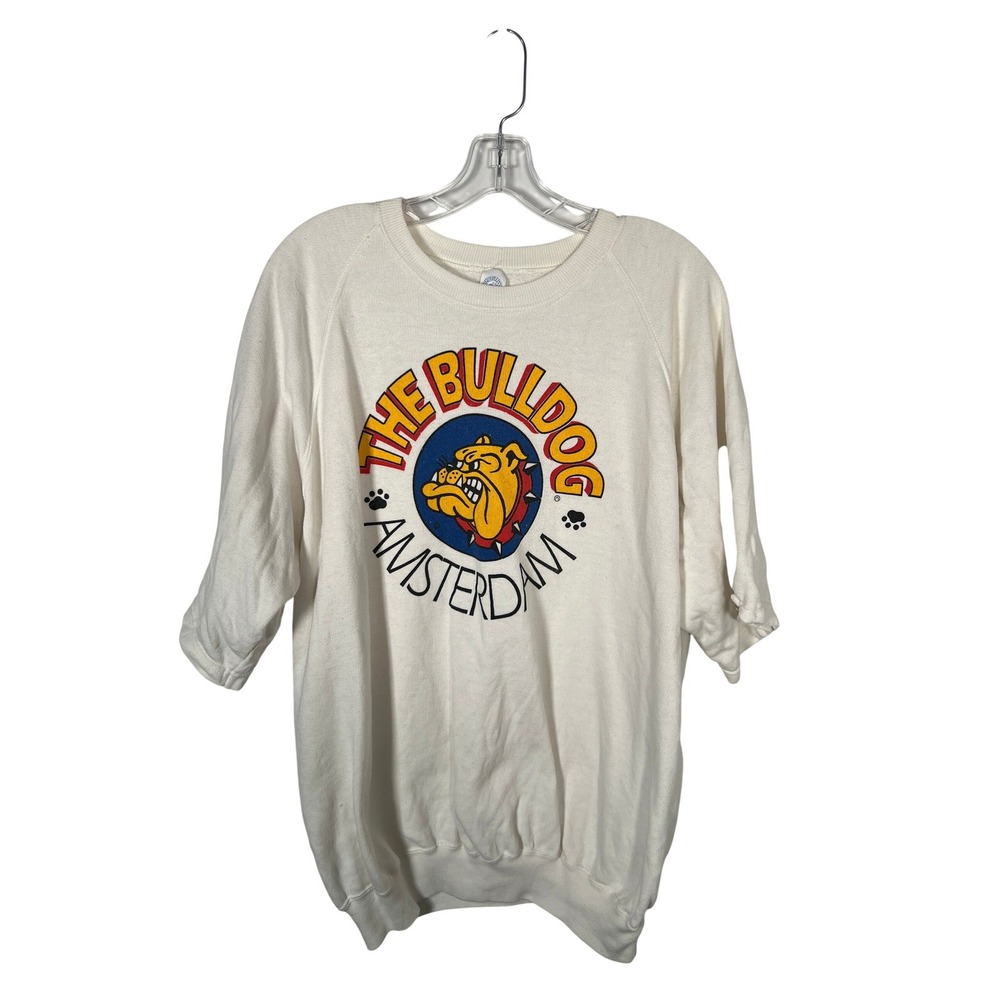 Vintage The Bulldog Amsterdam White Short Sleeve Sweatshirt Graphic Tshirt Large